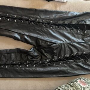 Current Mood Black Faux Leather Lace-Up Pants